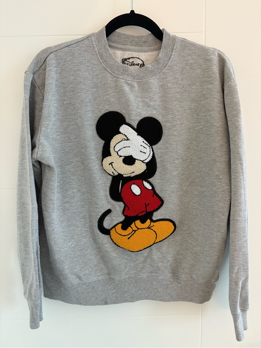 Disney Vintage Gray Crewneck Sweatshirt with Embroidered Mickey Mouse